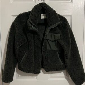 Abercrombie & Fitch XS dark green fleece jacket